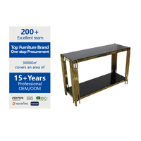 Ensemble de table à manger et 6 chaises de luxe moderne pour hôtel, en verre noir, pieds en métal doré, acier inoxydable, pour mariage
