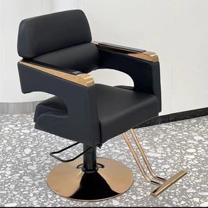 Fauteuil de barbier hydraulique pivotant en cuir PU noir, fauteuil de coiffure moderne, mobilier de salon de coiffure pour barbier - Product Image 5