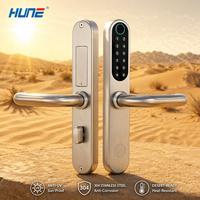 Serrure de porte intelligente HUNE WiFi avec application téléphonique, poignée à mortaise connectée, Bluetooth, anti-corrosion, UKCA, empreinte digitale numérique
