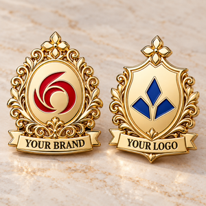 Custom Ornate 3D Logo Hard Enamel <b>Pins</b> Gold Plated Corporate Crest Lapel Badges OEM ODM Manufacturer OEM ODM - Product Image 1