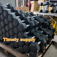 Haltères hexagonaux en caoutchouc en fonte, vente en gros d'usine, logo personnalisé, ensemble de 2-50 kg