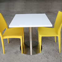Table de bar blanc en marbre, brillant, pour restaurant, rond