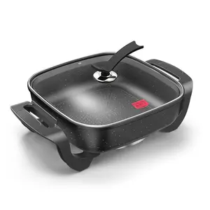 Sartén eléctrica Wok, plancha antiadherente fácil de limpiar, 6L, alta capacidad, 12 pulgadas, pieza de vapor, gran oferta