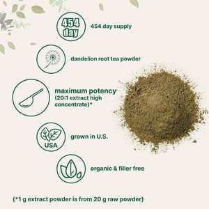 Extracto Herbal de Raíz de Diente de León Orgánico en Polvo, para Desintoxicación Hepática, Apoyo Digestivo, Diurético Natural, 100% Puro, CAN - Product Image 4