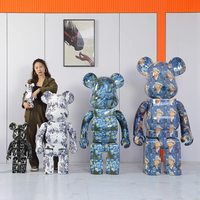 Statue décorative en résine, cadeau artisanal, sculpture de dessin animé, grande statue d'ours en briques, décoration intérieure, ours en briques décoratif