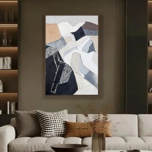 Peintures murales décoratives abstraites nordiques à blocs de couleurs, impression numérique artisanale sur toile avec tailles personnalisées pour la décoration intérieure - Product Image 1