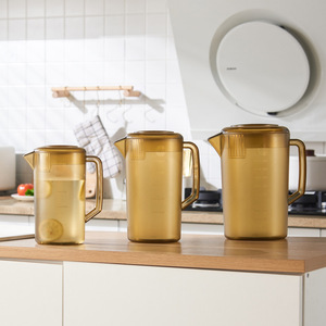 Carafe à eau froide transparente marron grande capacité, épaisse et résistante aux chutes, idéale pour les fêtes et les salons de thé - Product Image 1