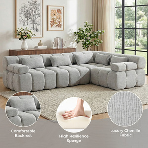 Sofá Seccional Modular Envasado al Vacío, Sofá Combinado de Chenilla, Esponja de Alta Resiliencia para Sala de Estar/Apartamento - Product Image 5