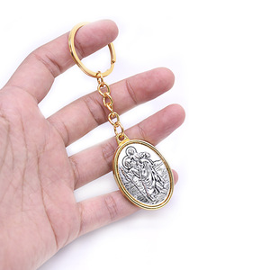 Oval Metal <b>Keychain</b> Zinc Alloy Embossing Printing Gold White K Handmade <b>Personal</b> Gift - Product Image 2