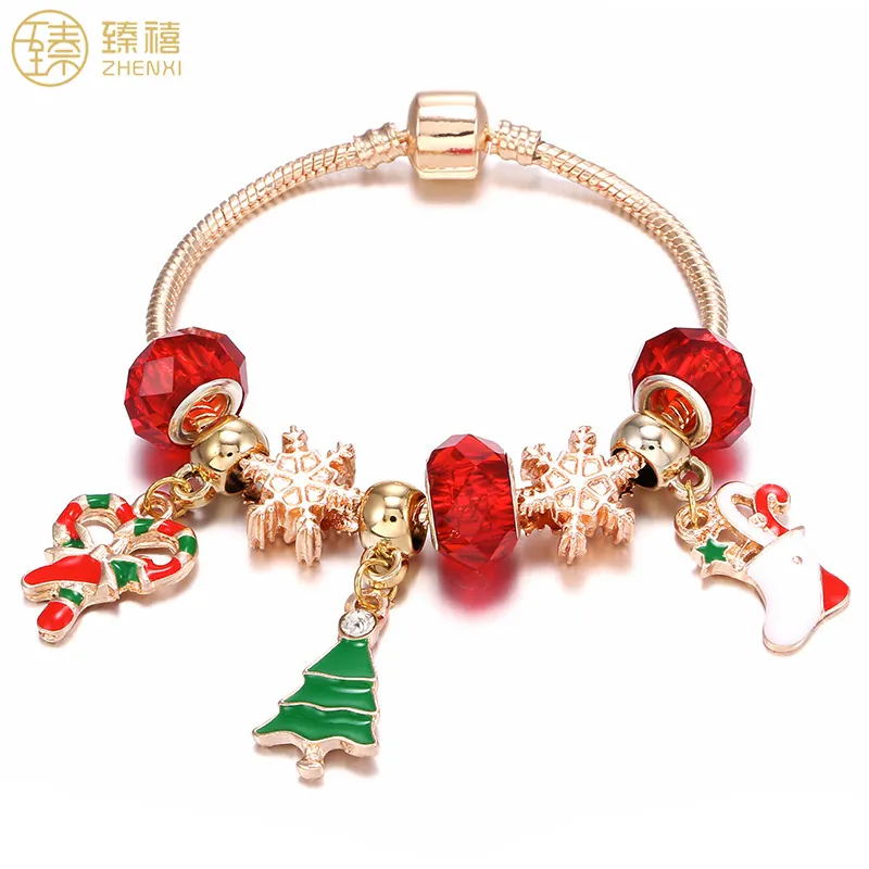 Zhenxi 2022 Nieuwste Hete Verkoop Vriendschap Kerst Charme Diy Hars Legering Kralen Beroemde Merk Armband Voor Vrouwen Meisje Kinderen