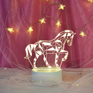 Creative Unicorn 3D Night Light LED Love Christmas Warm White Acrylic Animation Battery Horse Soccer Love Room <span class=keywords><strong>Illusion</strong></span> Lamp - Product Image 2