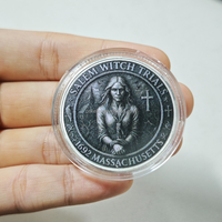 Livraison rapide, pièce de monnaie plaquée commémorative personnalisée des procès des sorcières de Salem, collection de souvenirs