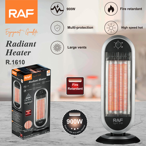 Stufa Elettrica Radiante RAF R.1610 900W, Corpo Nero e Argento con Protezione Multipla, Spina VDE e Cavo da 1,6M per Riscaldamento Domestico - Product Image 2