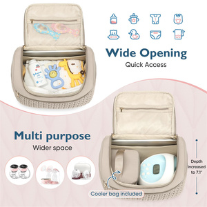 Water Resistant Breast Pump Bag Travel Insulated Mommy Baby Bottle Cooler Bag Diaper <b>Backpack</b> with Changing Pad - Product Image 3