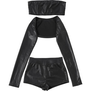 Viviblook Z302ST01 Ensemble décontracté pour femmes Nouveau gilet à manches longues pour femmes Couleur unie Sexy sans bretelles Short ajusté Ensemble 3 pièces - Product Image 5