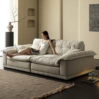 Canapé en tissu Sail Cloud style crème avec dossier mobile, assise extra profonde, canapé nid d'abeille à rangée droite