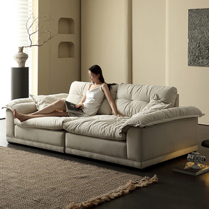 Sofá de tela estilo nube con respaldo móvil, asiento extra profundo, sofá tipo <span class=keywords><strong>nido</strong></span> humano de fila recta - Product Image 6