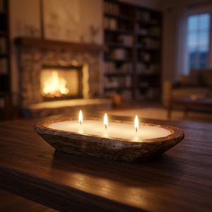 Support de bougie artisanal en bois de manguier, bol à bougie en bois pour décoration bohème rustique, mariage, fête, à prix abordable - Product Image 1