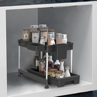Étagère de rangement coulissante à 2 niveaux sous l'évier, tiroir de rangement, étagère de salle de bain, armoire empilable, organisateur sous l'évier