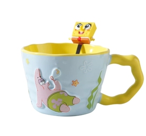 Tazas de Desayuno de Gran Capacidad con Diseño de <span class=keywords><strong>Bob</strong></span> <span class=keywords><strong>Esponja</strong></span>, Tazas de Café de Cerámica de Alta Apariencia, Cuchara Nórdica Personalizada - Product Image 4