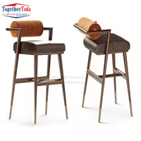 Tabourets de bar à pied haut de qualité supérieure, pivotants, avec cadre en métal doré, siège en velours, avec repose-pieds