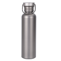 Bouteille d'eau en titane avec couvercle, poignée, ligne droite, double paroi isolée, bouteille à boire, vaisselle