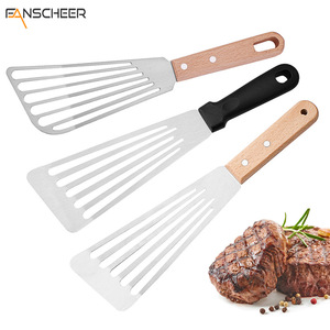 Stainless Steel Fish Spatula With Black Handle For Frying Steak And BBQ Cooking Utensil Oven Safe Hand Wash Only - Product Image 5