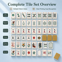 Mahjong Americano Acrílico con Patrón de Grullas Doradas Vintage (160 Fichas) - Regalo de Lujo Clásico Retro Premium para Fiestas y Entretenimiento