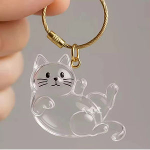 Toptan Pet sake Keychain anahtarlık | Şeffaf kedi saç depolama Charm | Pet severler ve anıt kullanımı için reçine kedi aksesuarı - Product Image 4