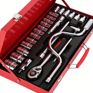 AJ03050 24-Piece Red Iron Box <b>Set</b> Hand Mechanic Tools High Carbon Steel Material Car Repair Tool Box OEM Bit Holder - Product Image 1
