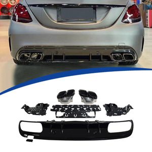 ชุดดิฟฟิวเซอร์หลัง สำหรับรถยนต์เมอร์เซเดส-เบนซ์ ซี-คลาส W205 ปี 2015-2021 รุ่น C63S สไตล์ ABS สีดำเงิน พร้อมปลายท่อไอเสีย - Product Image 1