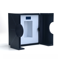 Boîte d'emballage élégante en papier bleu marine mat à double porte avec fermeture magnétique pour ensemble de cosmétiques de beauté