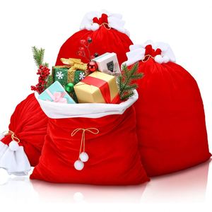 Décorations de Noël Sac à dos de Noël pour personnes âgées Sac cadeau en tissu épais de grande taille avec cordon de serrage pour bonbons - Product Image 1