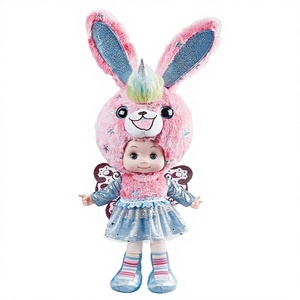 Poupée musicale <span class=keywords><strong>magique</strong></span> à activation sonore, adorable animal en peluche avec capuche et ailes de papillon, style <span class=keywords><strong>licorne</strong></span>/lapin/girafe/agneau, écologique - Product Image 1