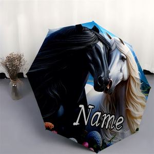 1 Parapluie Pliant Personnalisé Noir et Blanc avec Nom de Cheval, Sans Minimum de Commande, Cadeau Équestre Personnalisé, Impression UV, Regenschirm Mit Foto - Product Image 4