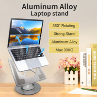 360 °   Support d'ordinateur portable rotatif et pliable, réglable, en aluminium et plastique, avec refroidissement, ergonomique, pour ordinateurs portables de 14 à 17,3 pouces