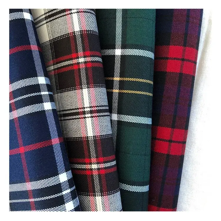 Wholesale Super Soft Woven Yarn Dyed 100% Polyester scottish tartan School Uniforms square Plaid Checked Lining Fabrics