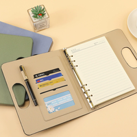 Carnet de notes A5 en cuir PU pour affaires, avec poignée portable et feuilles mobiles, papier épais 100 g/m²