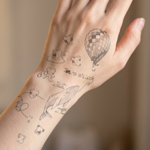 Tatuaje Temporal Personalizado <span class=keywords><strong>de</strong></span> Bangtan Boys KPOP ARIRANG, Diseño Zero O'clock, Oso, Ballena, Globo, Tatuaje Transferible, Regalo para Fans del Concierto - Product Image 6