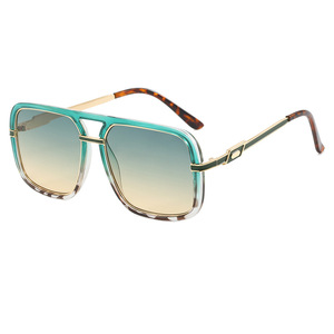 Lunettes de soleil vintage 2025 personnalisées avec logo, monture large en alliage pour hommes et femmes, protection UV400, double pont, style pilote carré, idéales pour la conduite - Product Image 2