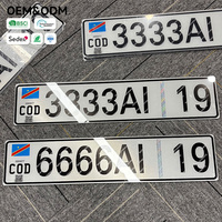 Plaque d'immatriculation de voiture en acrylique épais, durable, anti-contrefaçon, réfléchissante, taille standard, pour extérieur, Congo (RDC), 2026