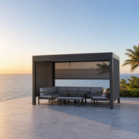 Pergola en aluminium réglable au design contemporain, à lames orientables manuelles et revêtement poudré, pour jardin, gazebo et terrasse