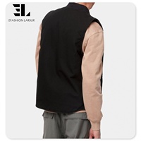 LARSUR Gilet de travail en toile personnalisé de canard lourd pour hommes Gilet cargo à doublure matelassée Gilet court sans manches Veste Streetwear Hiver