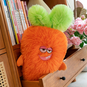 Nuovo simpatico peluche con carota pelosa giocattolo <span class=keywords><strong>emoji</strong></span> mostro lungo grasso carota bambola imbottita viso carino cuscino decorativo con carota rossa vegetale - Product Image 2