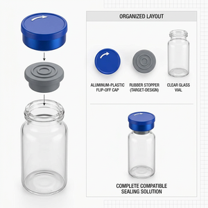 Viales de Vidrio Xilin Esterilizables e Inertes Químicamente para Péptidos, con Tapas Azules Completas y Juegos de Sellado para la Conservación de Muestras en Investigación Farmacéutica - Product Image 5