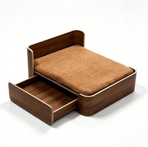 Premium Wooden Elevated Dog Bed with Storage Drawer Raised Joint-Friendly Pet Bed with Soft Cushion Durable <b>Cat</b> Bed for Small - Product Image 1