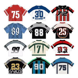 T-shirt de football à coupe classique en maille, design personnalisé, impression numérique, vintage, 100% coton, anti-froissement, respirant - Product Image 2