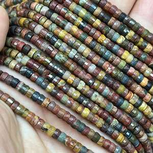 <span class=keywords><strong>Pierre</strong></span> <span class=keywords><strong>naturelle</strong></span> de jaspe Red Creek, forme galet, 2x4mm, à facettes, Haixi, pour la création de bijoux raffinés et tendance, environ 380mm - Product Image 1