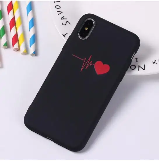Free Sample Phone Case for iPhone 6 6s XS MAX Love Heart Electrocardiogram Inventory Clearance Black Soft TPU Case