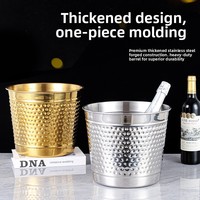 Seau à boissons cylindrique en acier inoxydable, style vintage rétro de luxe léger, pour spiritueux, bac à glace, grand format, pour extérieur